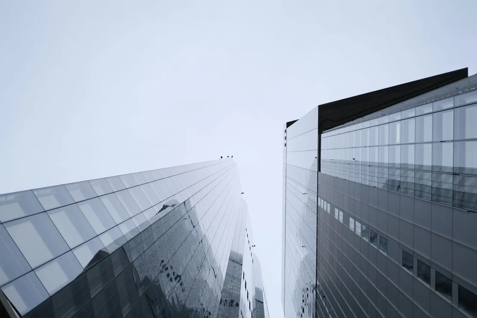 Glass office towers in a financial district.